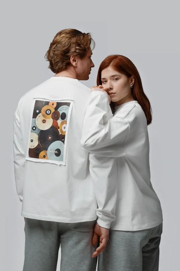 Longsleeve unisex 100% bawełna variant CORE vinyl – off-white