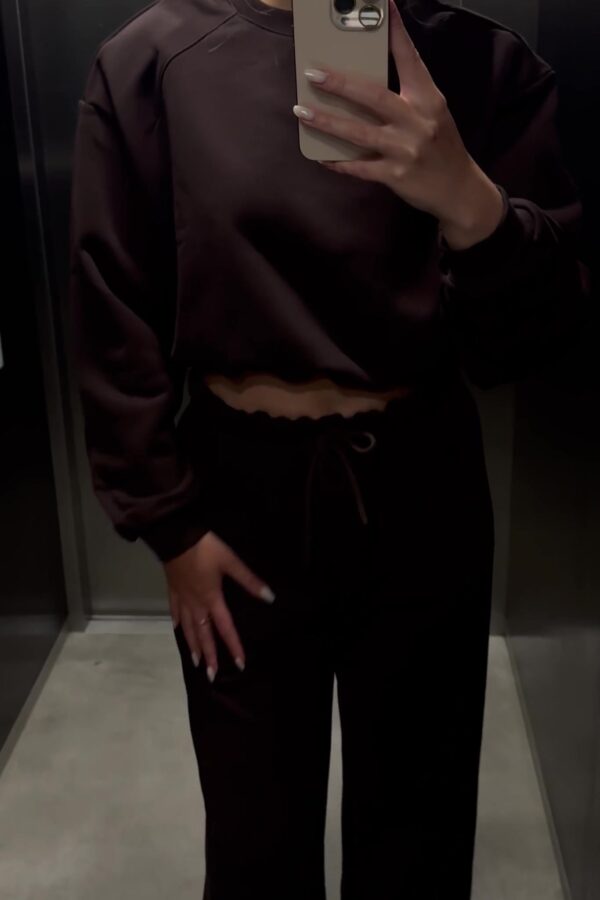 Bluza z poduszkami LUNAR brown na modelce