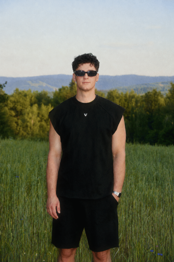 top bez rękawów męski VECTOR czarny
