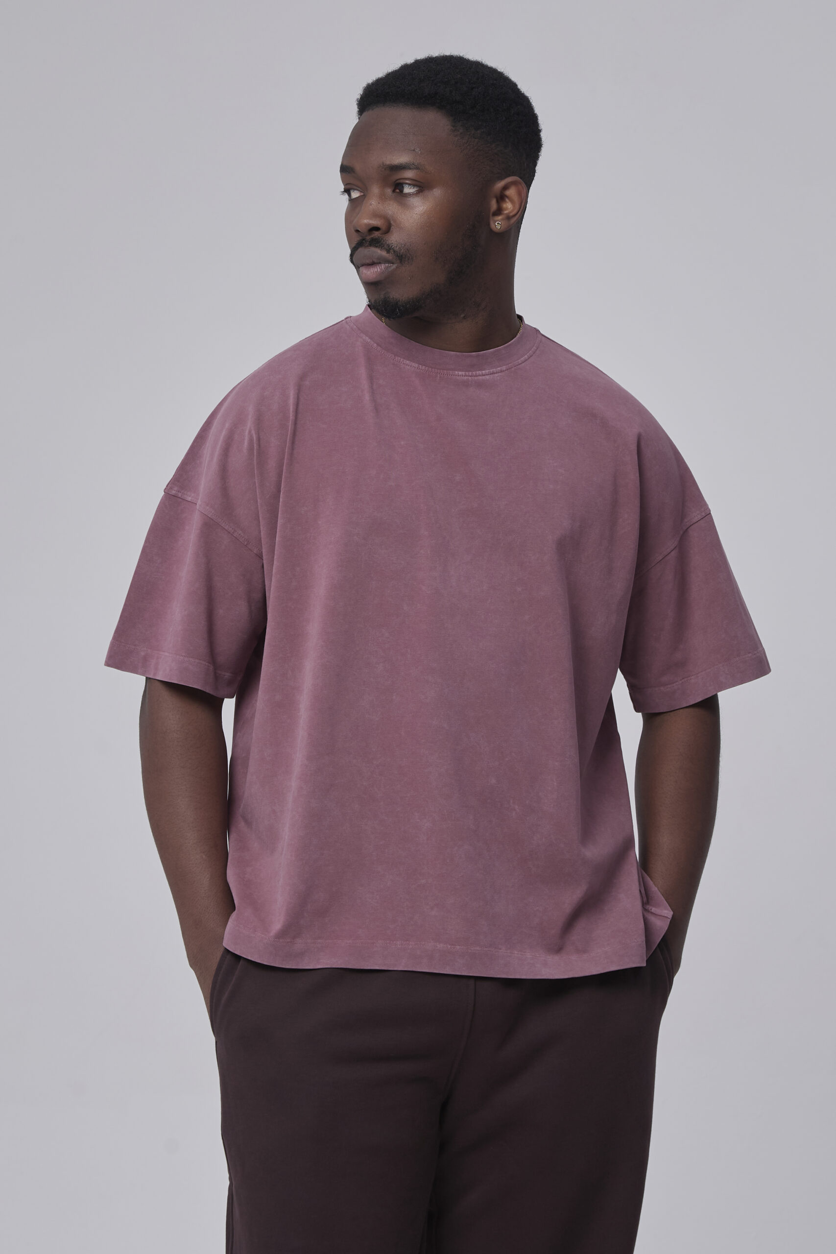 Variant 2.0 e-comm00037_3 Sprany t-shirt męski boxy FLOW brudny róż – krój unisex