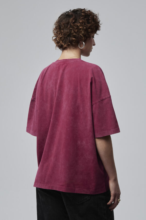 rubinowy t-shirt boxy FLOW sprany